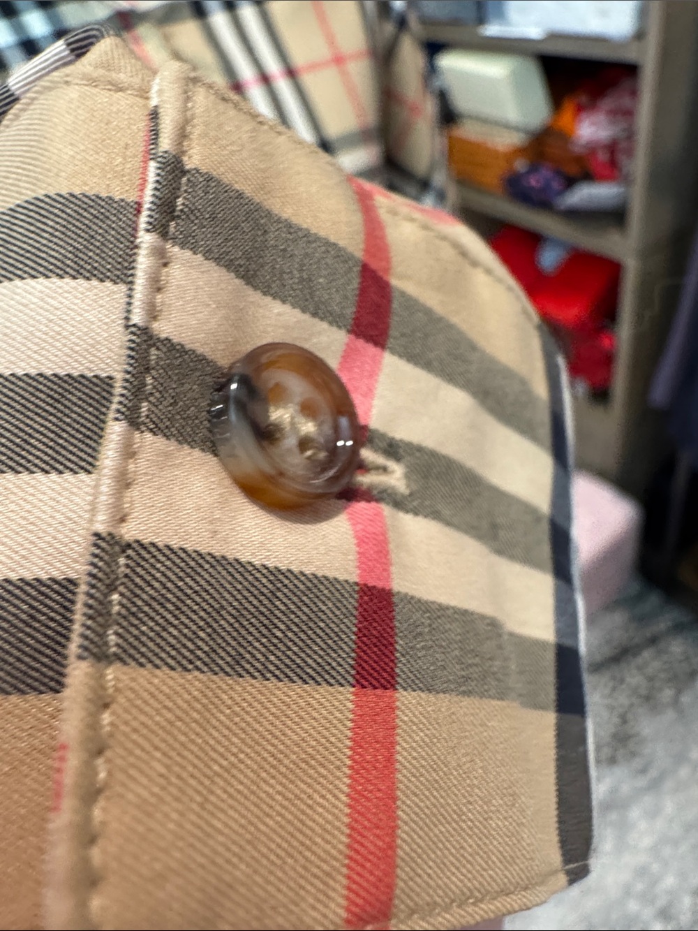 Burberry Beige Plaid Long-Sleeve Button-Down Shirt - Picture 7 of 9